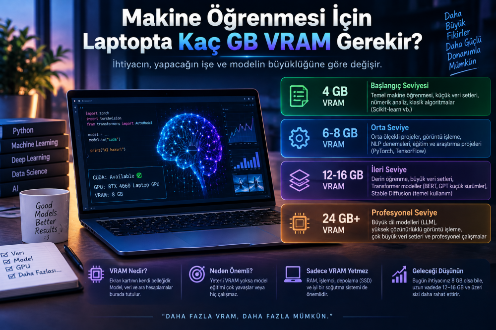 Makine Öğrenmesi İçin Laptopta Kaç GB VRAM Gerekir?