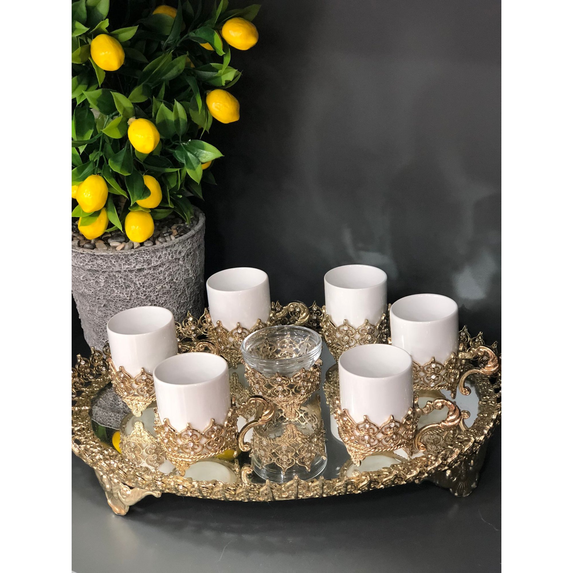 Taç Tepsili 14 Parça Kahve Fincan Takımı Altın 338.90 TL + KDV
