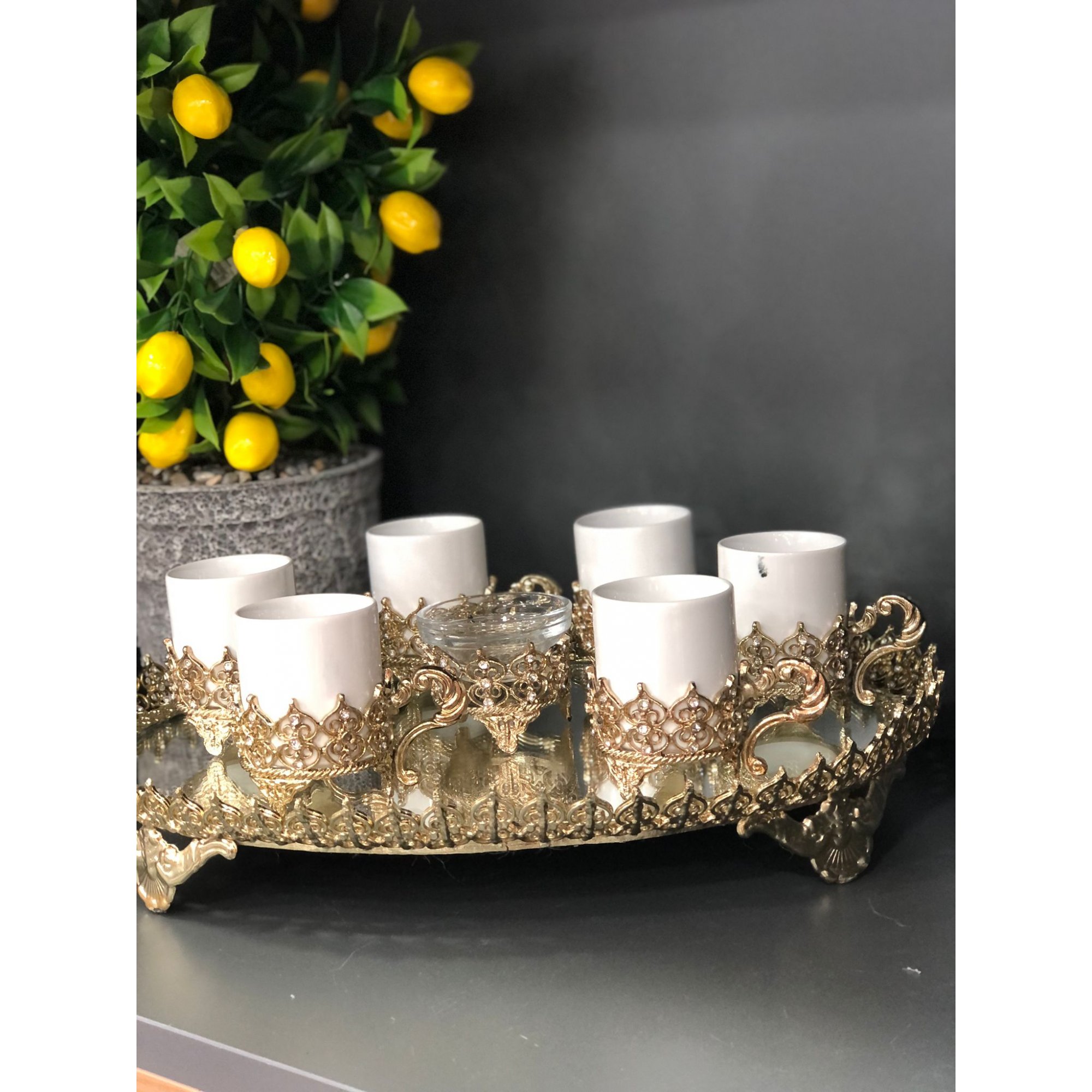 Taç Tepsili 14 Parça Kahve Fincan Takımı Altın 338.90 TL + KDV