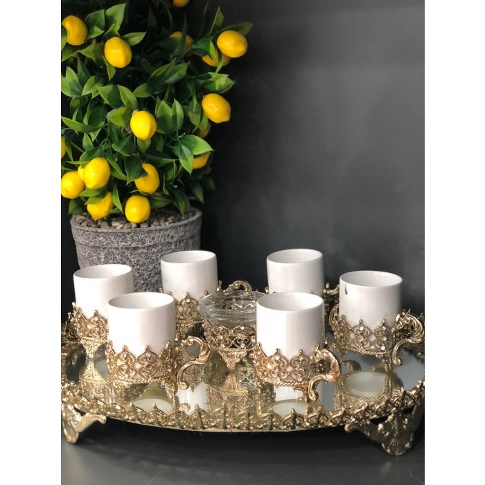 Taç Tepsili 14 Parça Kahve Fincan Takımı Altın 338.90 TL + KDV